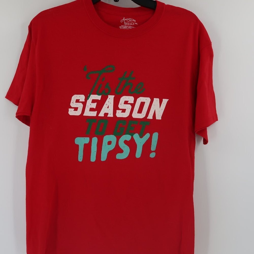 American Needle Tis the Season to Get Tipsy Christmas T-Shirt Medium